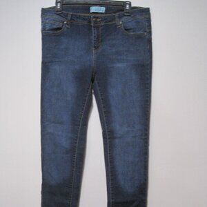 Wax Jean Skinny Women's Juniors 15 Mid Rise Distressed Medium Blue Denim Pants